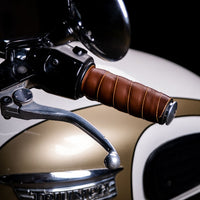 Trip Machine, leather handlebar grip wraps - Dark Tan Cognac